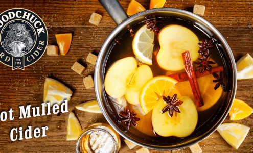 Mulled apple cider in a pot